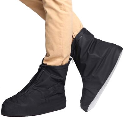 JEVRKAPZ Rain Boots Shoe Covers Waterproof for Men Women Shoe Protectors with Zipper Not-Slip Reusable Overshoes Galoshes for Hiking Climbing Camping Cycling Rainy Day (Black, XXL)