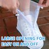 JEVRKAPZ Rain Boots Shoe Covers Waterproof for Men Women Shoe Protectors with Zipper Not-Slip Reusable Overshoes Galoshes for Hiking Climbing Camping Cycling Rainy Day (White, M) view 4
