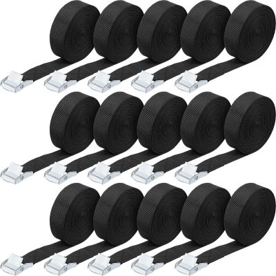 Riakrum 6.5 Feet 15 Pack Lashing Straps with Buckles, Adjustable, Black