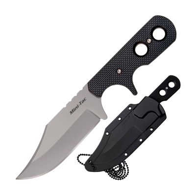 Cold Steel Mini Tac Bowie 3-5/8" Lightweight Durable 8Cr13MoV Stainless Steel Fixed Blade Clip Point Outdoor Hunting Utility Knife, Griv-Ex Handle, Secure-Ex Sheath - Blister