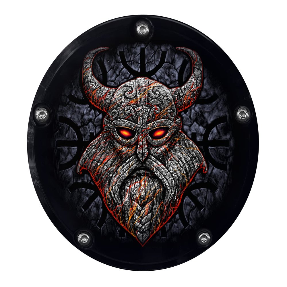 Custom Aluminum 5 Hole Softail M8 Derby Clutch Cover for Harley Davidson - Odin Stone Viking (Matte Finish, 2018 Sport Glide)