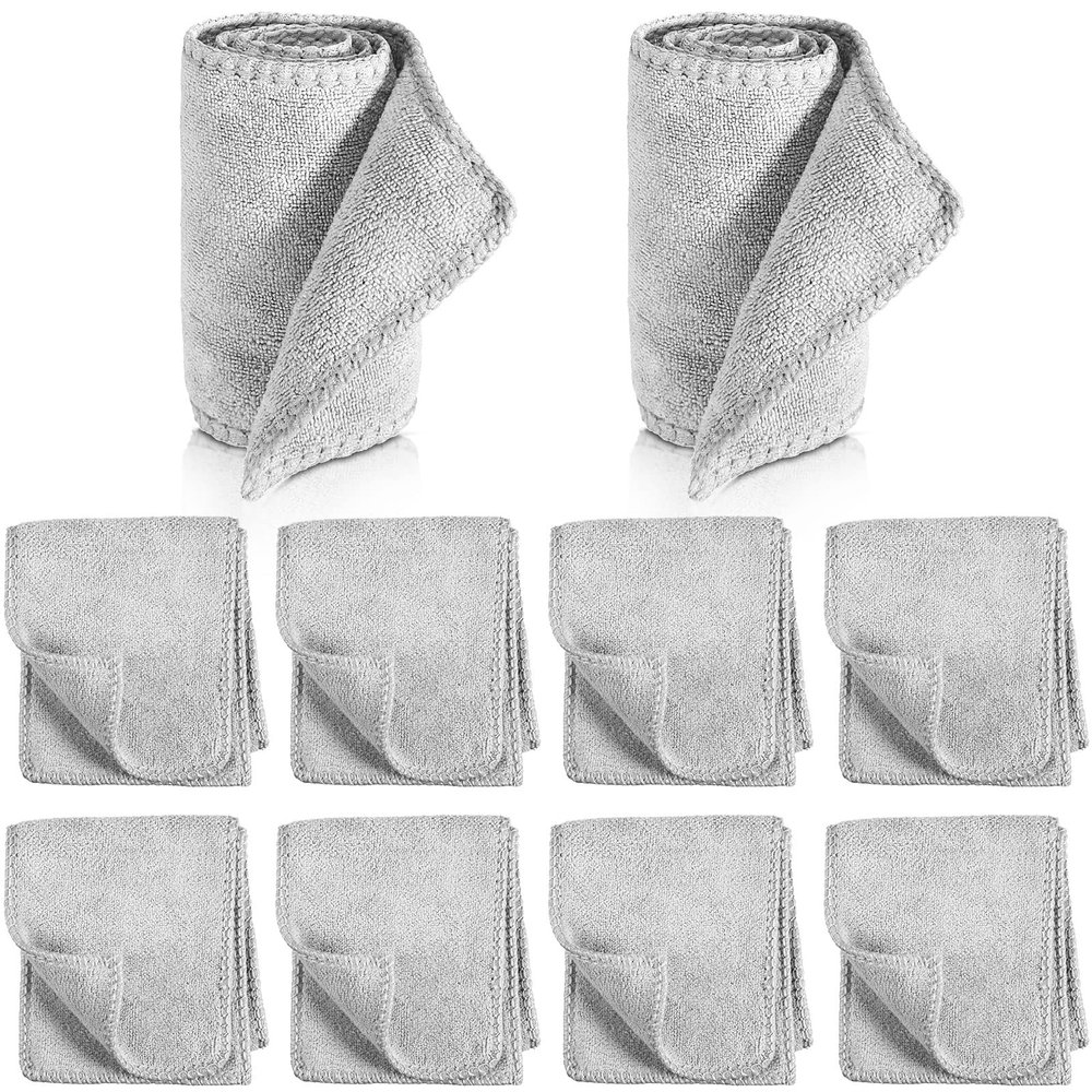 10 Pcs Shine Shoes Cloth Kit Polish Dauber Applicators Cleaning Leather Shoes Boots Care Cloths Suede Cleaner(Microfiber, Grey)