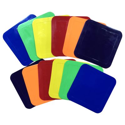 Ace Creations 9 Inch Square Poly Vinyl Spot Markers  Training Drills with School Gyms, Sports Teams, Track and Field, Basketball, Football, Soccer, Baseball, Preschool, Kindergarten  Set of 12