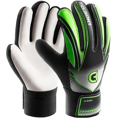 Clbort Soccer Goalie Gloves Youth Kids, Goalkeeper Gloves with Super Grip Palms, Anti-Slip Soccer Gloves, Double Wrist Protection (Green, 8)