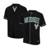 Ultra Game NBA Official Mens Super Soft Button Down Baseball Shirt, Milwaukee Bucks, Black, Medium view 1