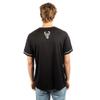 Ultra Game NBA Official Mens Super Soft Button Down Baseball Shirt, Milwaukee Bucks, Black, Medium view 2