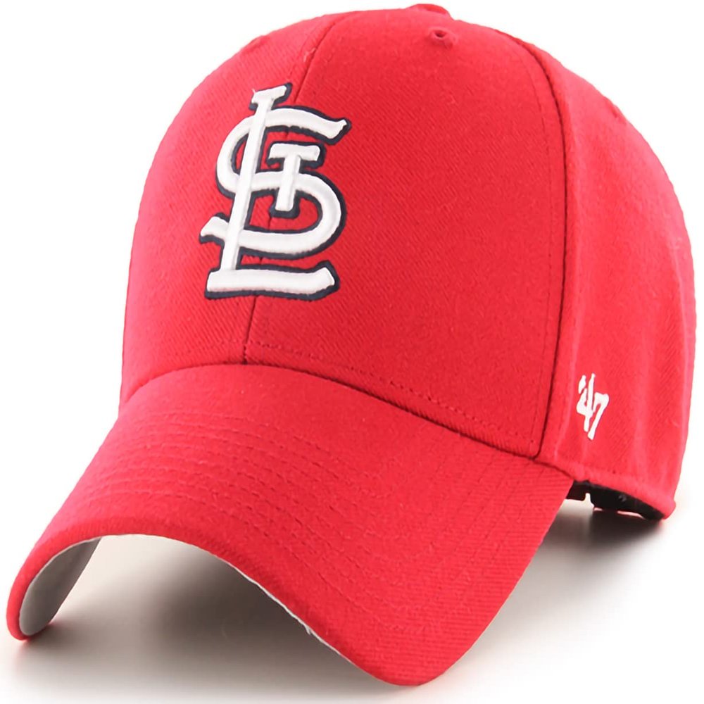47 MLB Team Color Primary Logo MVP Adjustable Hat, Adult One Size Fits All - St Louis Cardinals - Red