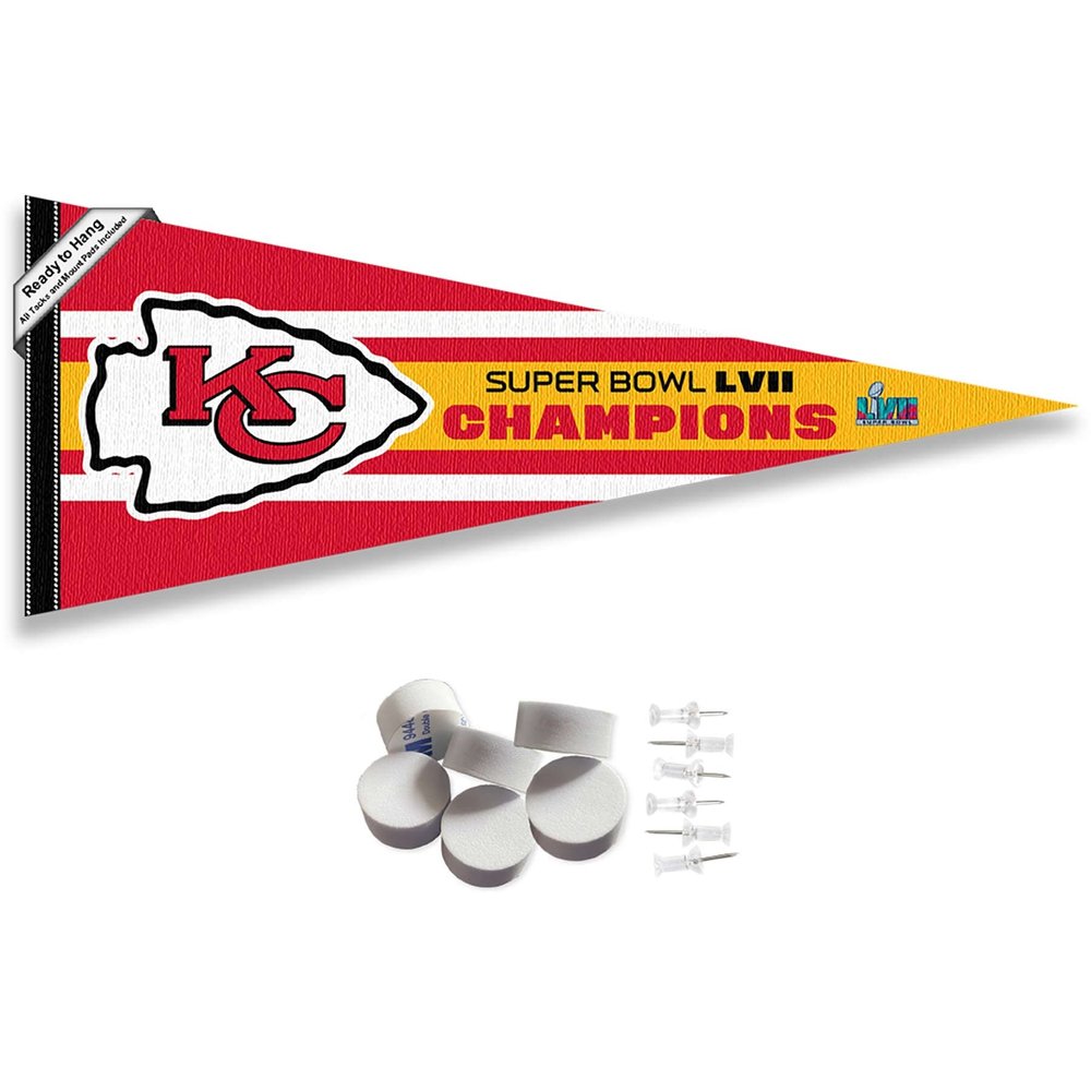 Kansas City Chiefs LVII 2022 2023 Super Bowl Champions Pennant Banner and Wall Tack Pads