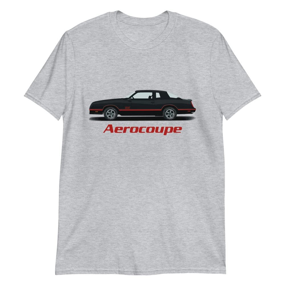 1987 Monte Carlo SS Aerocoupe American Classic Car Club Custom T-Shirt Sport Grey