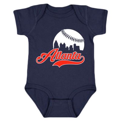 Xtreme Apparrel Atlanta Skyline Kid's Baby Bodysuit for Baseball Fans (Navy, 6M)