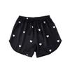 Balla Sleep + Spa Black and White Heart Pattern Satin Polyester Women's 2 Piece Short PJ Pajama Sleepwear Lounge Set, Medium view 4
