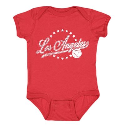Los Angeles Vintage Kid's Baby Bodysuit for Baseball Fans (Red, 24M)