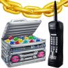 Cunhill 22 Pcs 80s 90s Party Decorations Include Inflatable Boom Box Beverage Cooler, Inflatable Mobile Phone and 20 Gold Foil Chain Balloons for Hip Hop Theme Supplies Cosplay Props view 1