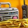 Cunhill 22 Pcs 80s 90s Party Decorations Include Inflatable Boom Box Beverage Cooler, Inflatable Mobile Phone and 20 Gold Foil Chain Balloons for Hip Hop Theme Supplies Cosplay Props view 4