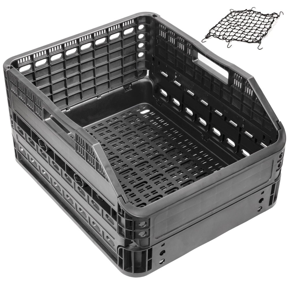 CyclingDeal Foldable Rear Bike Basket | Patented Design, Easy Install & Large Storage Capacity w/Cargo Net for Safety | Premium Quality, Durable Basket & Weather Resistant Rear Bike Rack Basket
