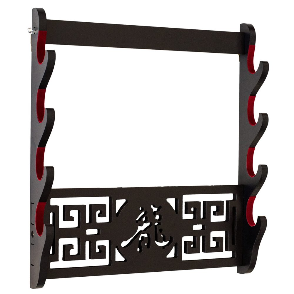 Hylzd Samurai Sword Stand Wall Mount - 4 Tier Martial arts Weapons Holder Fleece Protection Display Stand Katana Wakizashi Tanto Wall Hanger Sword Rack (Longzi Payment)