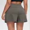 ODODOS Modal Soft Wide Leg Shorts for Women 4" High Waist Casual Relaxed Shorts with Pockets, Deep Grey, Large view 2