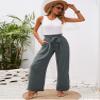 Heymoments Women's Wide Leg Lounge Pants with Pockets Grey X-Large Lightweight High Waisted Adjustable Tie Knot Loose Comfy Casual Trousers view 4