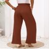 Heymoments Women's Wide Leg Lounge Pants with Pockets Brown XX-Large Lightweight High Waisted Adjustable Tie Knot Loose Comfy Casual Trousers view 3