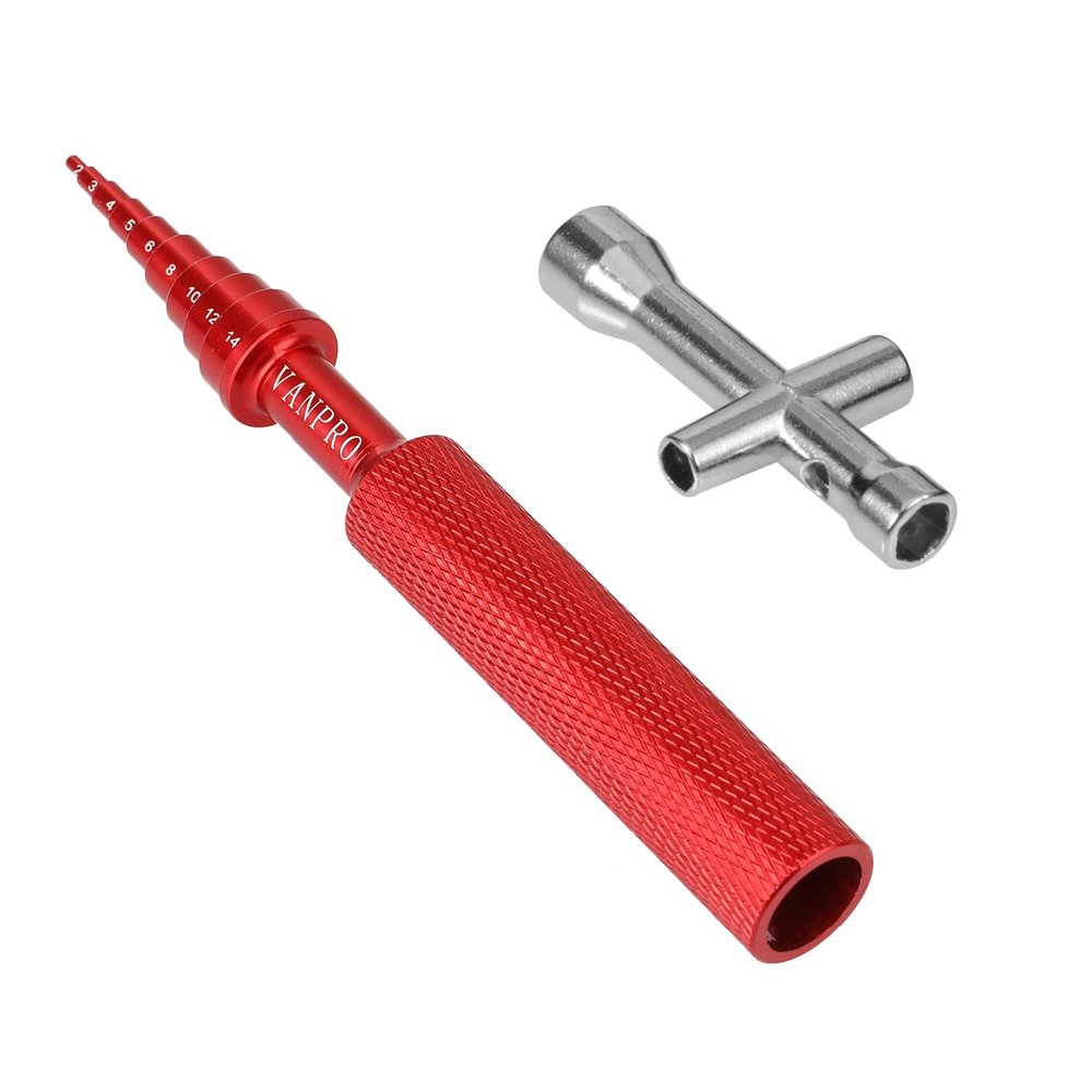 Vanpro Skateboard Bearing RC Ball Bearing Driver Install Remove Tool RC Model Electric Skateboard Mini Cross Tool Set Aluminum Bearing Removal Tool (Red)