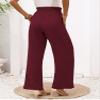 Heymoments Women's Wide Leg Lounge Pants with Pockets Rust Red Large Lightweight High Waisted Adjustable Tie Knot Loose Comfy Casual Trousers view 3