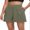 ODODOS Modal Soft Wide Leg Shorts for Women 4" High Waist Casual Relaxed Shorts with Pockets, Dark Sage, X-Large view 1