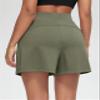 ODODOS Modal Soft Wide Leg Shorts for Women 4" High Waist Casual Relaxed Shorts with Pockets, Dark Sage, X-Large view 2