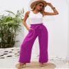 Heymoments Women's Wide Leg Lounge Pants with Pockets Magenta Medium Lightweight High Waisted Adjustable Tie Knot Loose Comfy Casual Trousers view 4