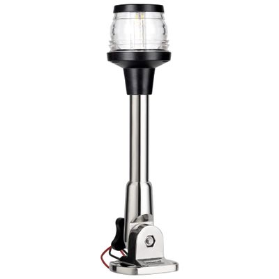MARINE SYSTEM Made 3-NM LED Fold Down Boat Stern Light All Round 360 Boat Anchor Light for Pontoon and Fishing Boat, 12-24V (9" SS)