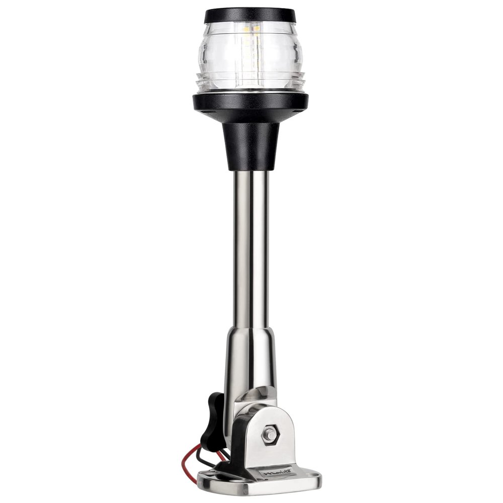 MARINE SYSTEM Made 3-NM LED Fold Down Boat Stern Light All Round 360 Boat Anchor Light for Pontoon and Fishing Boat, 12-24V (9" SS)