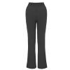 Uillui Pants for Women Casual Comfortable Straight Pants Cotton Linen Elastic Waist Slacks Trousers Loose Fit Wide Leg Pants, A03_black view 4
