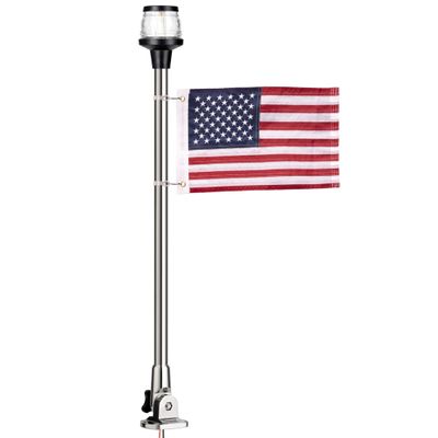 MARINE SYSTEM Made 3-NM LED Fold Down Boat Stern Light All Round 360 Boat Anchor Light for Pontoon and Fishing Boat, 12-24V (25" SSFG)
