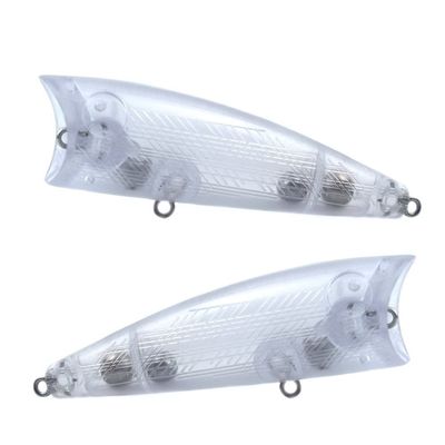 HUFFA 15PCS A Lot Topwater Unpainted Popper Blanks Large Mouth 65mm 11.5g / 75mm 18.2g Rattles Hard Bait Fishing Lure Wobbler (Color : 7.5CM Blank 15PCS)