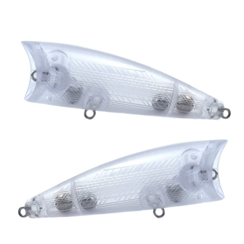 HUFFA 15PCS A Lot Topwater Unpainted Popper Blanks Large Mouth 65mm 11.5g / 75mm 18.2g Rattles Hard Bait Fishing Lure Wobbler (Color : 7.5CM Blank 15PCS)