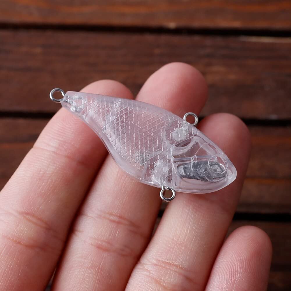 HUFFA 20PCS Vibration Fish Tackle Artificial Sink Unpainted Lipless Crankbaits 4CM 4G Hard Plastic MIini Lure Blanks