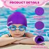 Aegend 2 Pack Kids Swim Cap for Girls Boys Age 8-15, Waterproof Swim Cap Durable Silicone Kids Swimming Cap for Long Hair, Crisp Purple & Pink view 4