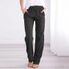 Uillui Pants for Women Casual Comfortable Straight Pants Cotton Linen Elastic Waist Slacks Trousers Loose Fit Wide Leg Pants, A03_black, X-Large view 2