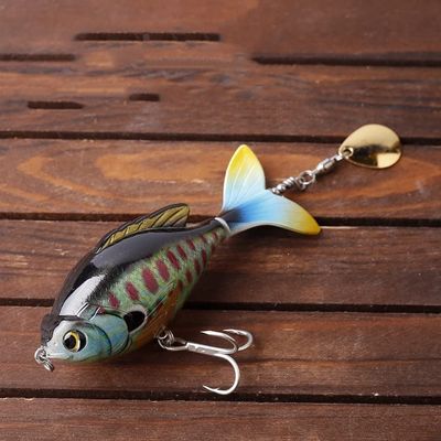 HUFFA 1PC Topwater Hard Bait Wobbler Surface Artificial Bass Fish Tackle Rotate Tail Bee Cicada Popper Mouse Fishing Lures (Color : CC57-5)
