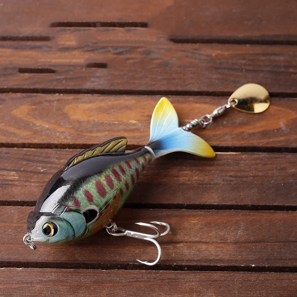 HUFFA 1PC Topwater Hard Bait Wobbler Surface Artificial Bass Fish Tackle Rotate Tail Bee Cicada Popper Mouse Fishing Lures (Color : CC57-5)