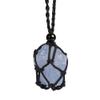 Anjiucc Natural Gemstone Crystal Raw Blue Celestite Pendant Necklace Stone Holder Necklace Cord Hand-Woven Necklace with Adjustable Length for Women Men view 1