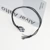 Anjiucc Natural Gemstone Crystal Raw Blue Celestite Pendant Necklace Stone Holder Necklace Cord Hand-Woven Necklace with Adjustable Length for Women Men view 3