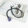 Anjiucc Natural Gemstone Crystal Raw Lapis Lazuli Pendant Necklace Stone Holder Necklace Cord Hand-Woven Necklace with Adjustable Length for Women Men view 3