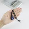 Anjiucc Natural Gemstone Crystal Raw Lapis Lazuli Pendant Necklace Stone Holder Necklace Cord Hand-Woven Necklace with Adjustable Length for Women Men view 4