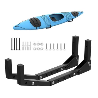 WALMANN Wall Mount Kayak Storage Rack, Kayak Hooks for Garage Wall Hangers for Kayak, Surfboard, Skiis, Snowboard, Paddle Board(1 Pair for 1 Kayak)