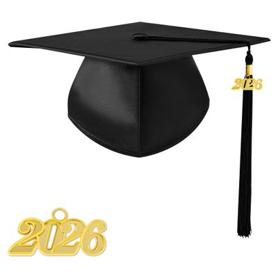 TngHui Preschool and Kindergarten Shiny Black Graduation Cap with 2026 Tassel Charm