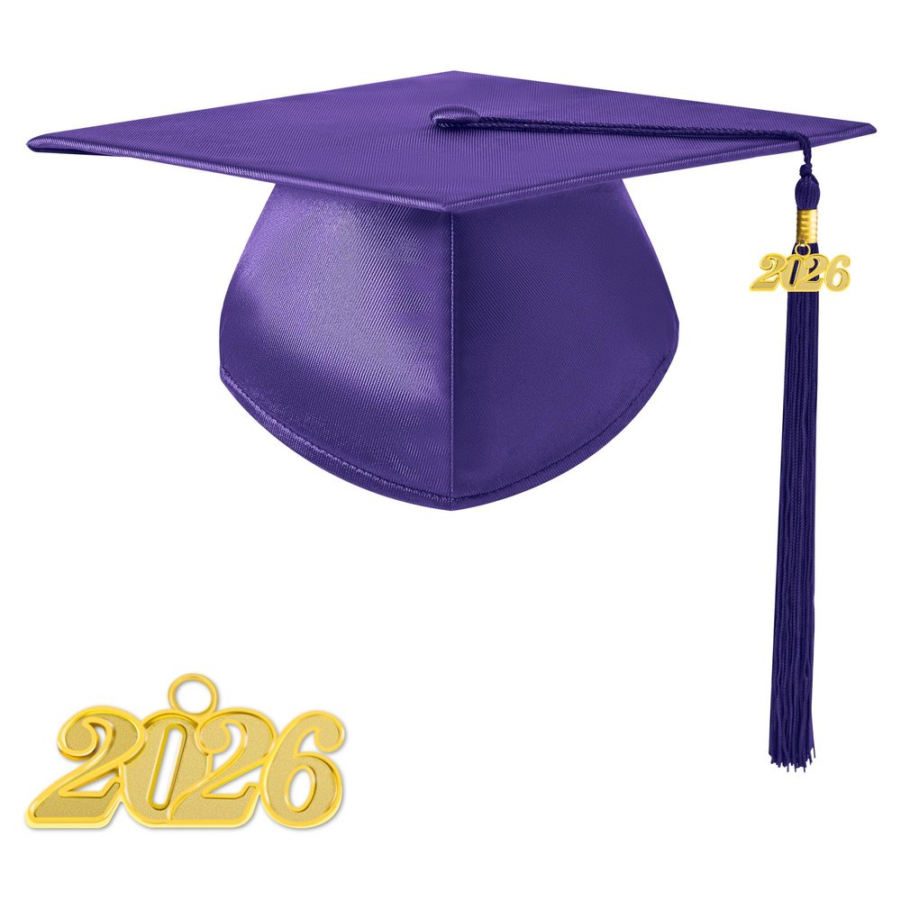 TngHui Preschool and Kindergarten Shiny Purple Graduation Cap with 2026 Tassel Charm
