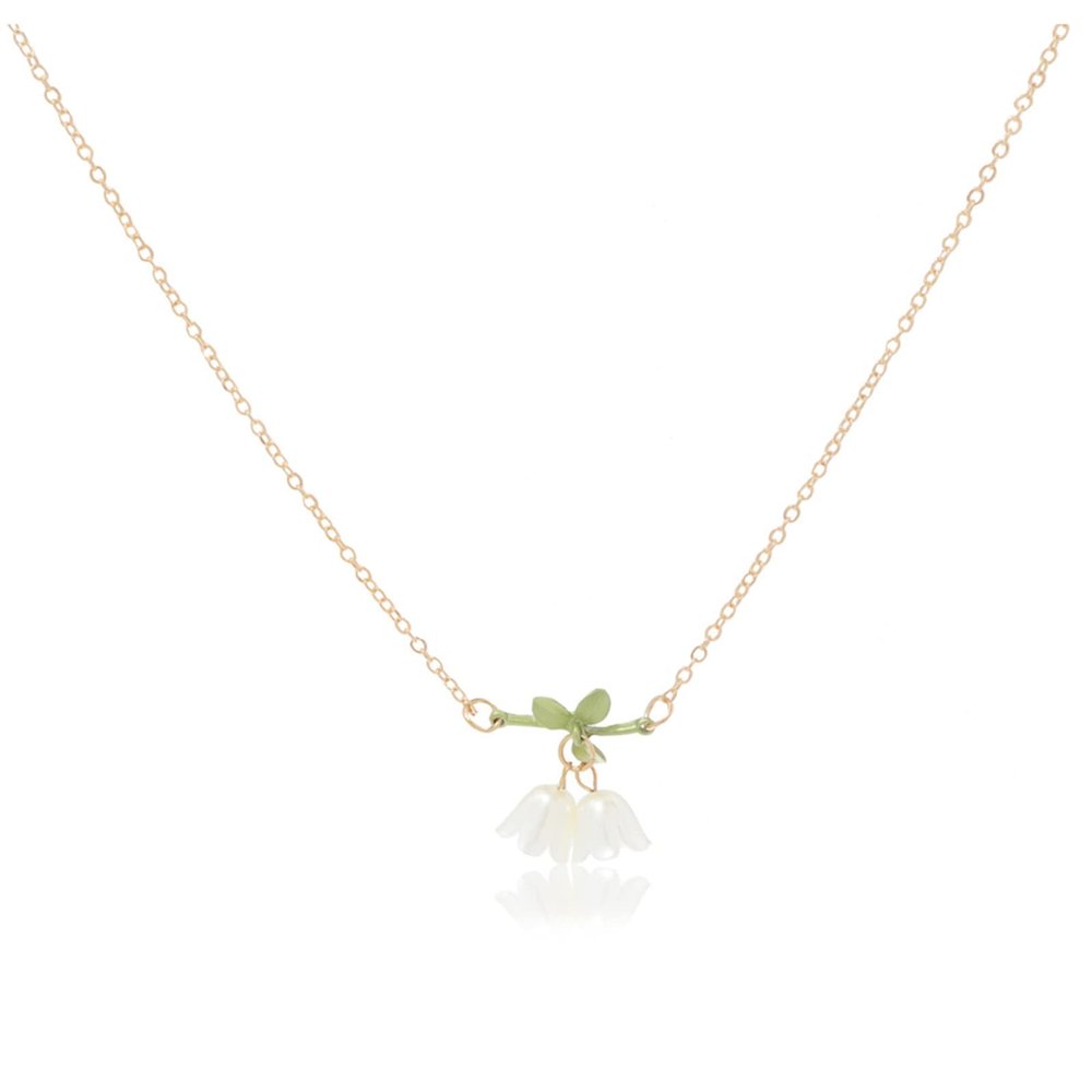 Caiyao Lily of The Valley Rose Flower Leaf Necklace Drop Dangle Earring Bracelet Set for Women Mom Friend Mother Vintage Tassel Chain Necklace Bride Wedding Spring Summer Jewelry Gift-G Style-4