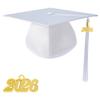 TngHui Preschool and Kindergarten Shiny White Graduation Cap with 2026 Tassel Charm view 1