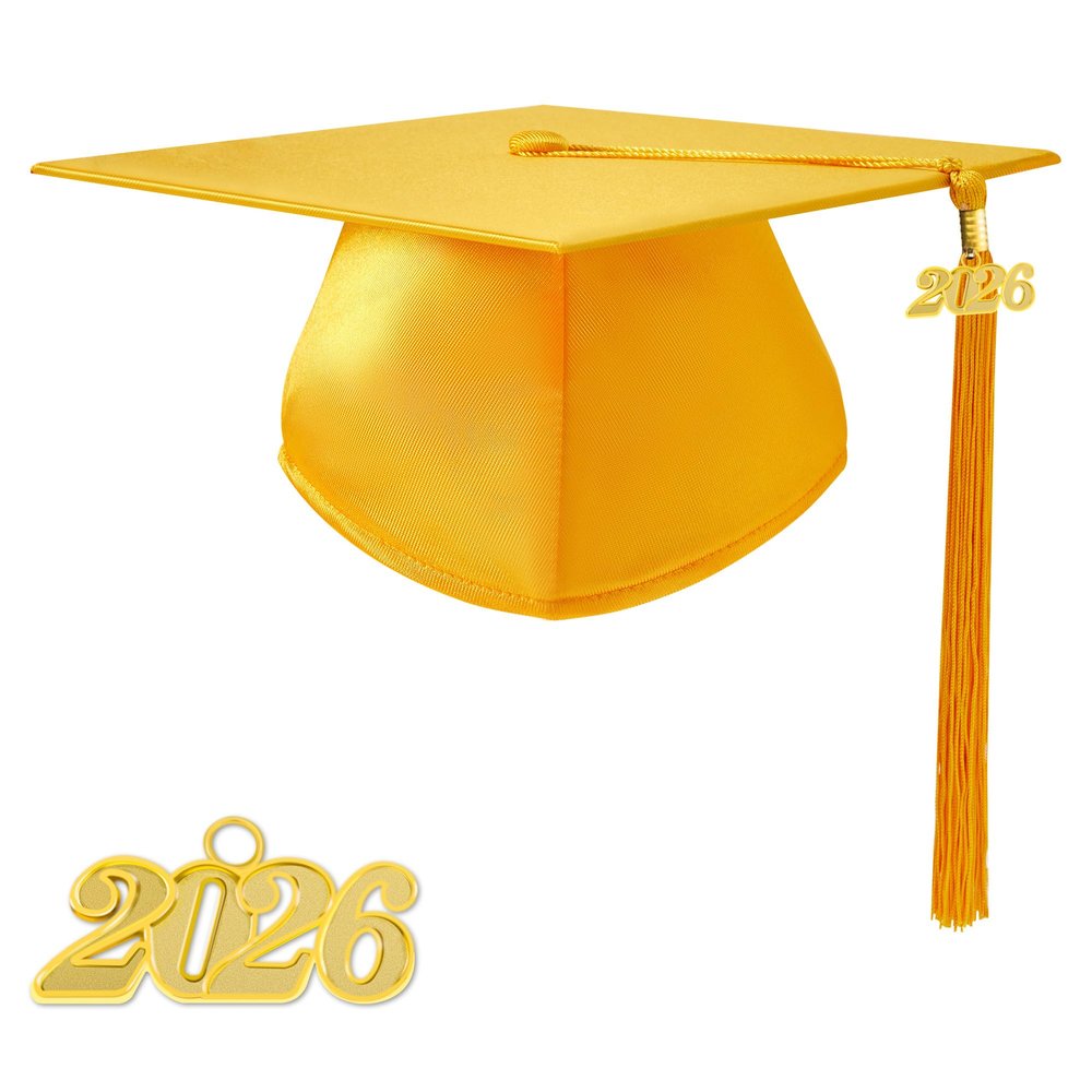 TngHui Preschool and Kindergarten Shiny Gold Graduation Cap with 2026 Tassel Charm