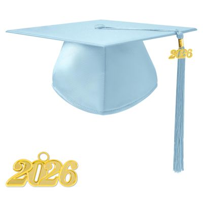 TngHui Preschool and Kindergarten Shiny Sky Blue Graduation Cap with 2026 Tassel Charm